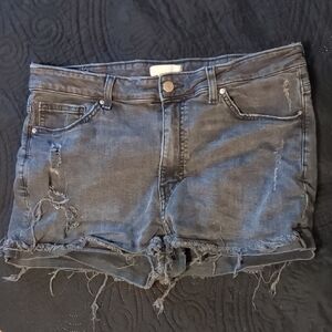 H&M Distressed Black Denim Shorts